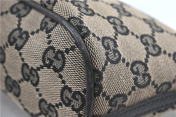 Authentic GUCCI Hand Bag Pouch Purse GG Canvas Leather 0391103 Navy Blue 3717C