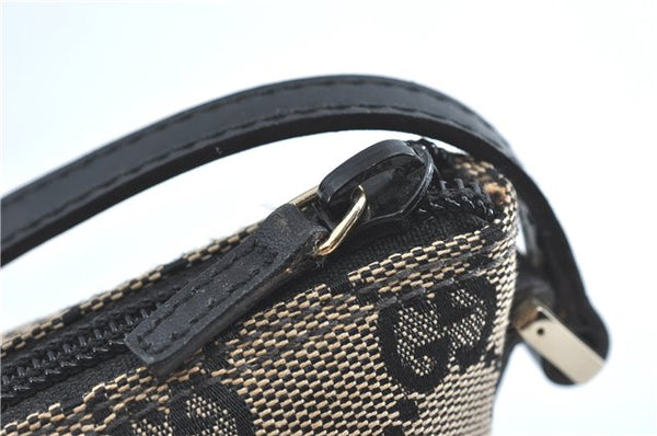 Authentic GUCCI Hand Bag Pouch Purse GG Canvas Leather 0391103 Navy Blue 3717C