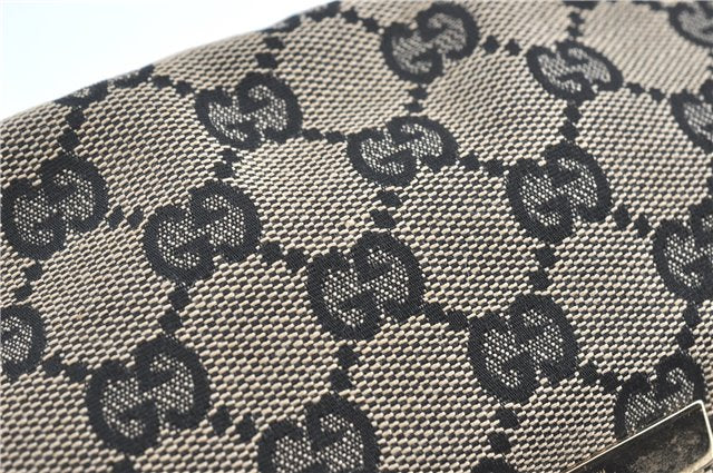 Authentic GUCCI Hand Bag Pouch Purse GG Canvas Leather 0391103 Navy Blue 3717C