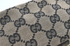 Authentic GUCCI Hand Bag Pouch Purse GG Canvas Leather 0391103 Navy Blue 3717C