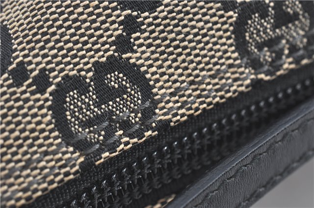 Authentic GUCCI Hand Bag Pouch Purse GG Canvas Leather 0391103 Navy Blue 3717C