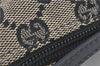 Authentic GUCCI Hand Bag Pouch Purse GG Canvas Leather 0391103 Navy Blue 3717C
