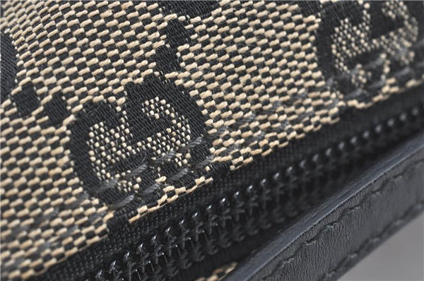 Authentic GUCCI Hand Bag Pouch Purse GG Canvas Leather 0391103 Navy Blue 3717C