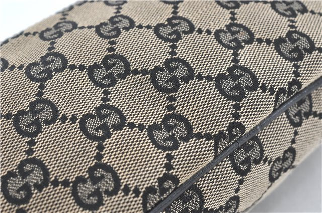 Authentic GUCCI Hand Bag Pouch Purse GG Canvas Leather 0391103 Navy Blue 3717C