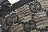 Authentic GUCCI Hand Bag Pouch Purse GG Canvas Leather 0391103 Navy Blue 3717C
