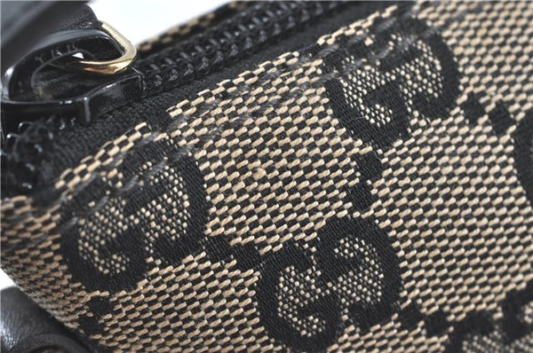 Authentic GUCCI Hand Bag Pouch Purse GG Canvas Leather 0391103 Navy Blue 3717C