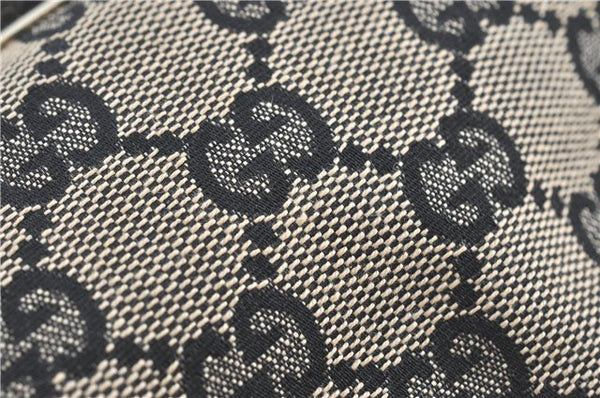 Authentic GUCCI Hand Bag Pouch Purse GG Canvas Leather 0391103 Navy Blue 3717C