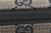 Authentic GUCCI Hand Bag Pouch Purse GG Canvas Leather 0391103 Navy Blue 3717C