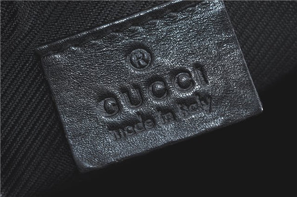 Authentic GUCCI Hand Bag Pouch Purse GG Canvas Leather 0391103 Navy Blue 3717C