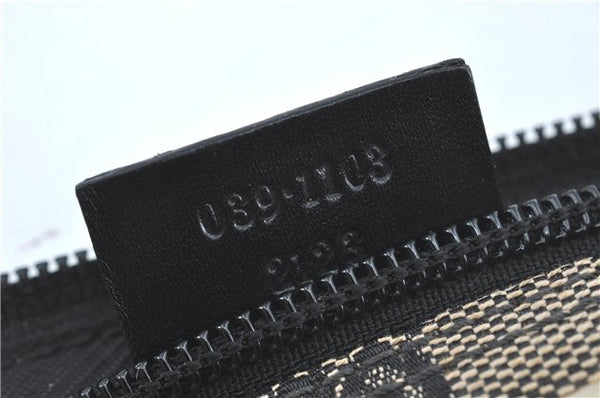 Authentic GUCCI Hand Bag Pouch Purse GG Canvas Leather 0391103 Navy Blue 3717C