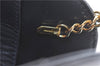 Auth Ferragamo Gancini Leather Chain Shoulder Cross Body Bag Navy Blue 3738D