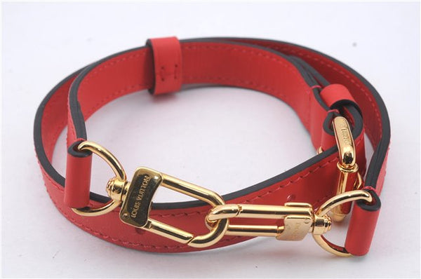 Authentic Louis Vuitton Leather Shoulder Strap Red 24.8-28.7" LV Box 3745D