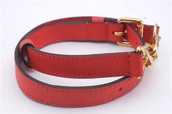 Authentic Louis Vuitton Leather Shoulder Strap Red 24.8-28.7" LV Box 3745D