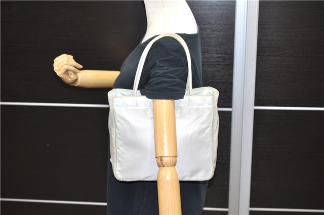 Authentic PRADA Nylon Leather Shoulder Hand Bag Purse B8490 White 3751C