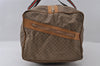 Authentic GUCCI Web Sherry Line Micro GG PVC Leather Boston Bag Brown 3753I