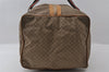 Authentic GUCCI Web Sherry Line Micro GG PVC Leather Boston Bag Brown 3753I