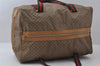 Authentic GUCCI Web Sherry Line Micro GG PVC Leather Boston Bag Brown 3753I