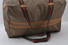 Authentic GUCCI Web Sherry Line Micro GG PVC Leather Boston Bag Brown 3753I