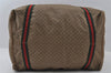 Authentic GUCCI Web Sherry Line Micro GG PVC Leather Boston Bag Brown 3753I