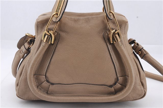 Authentic Chloe Paraty 2Way Shoulder Hand Bag Leather Beige 3755D