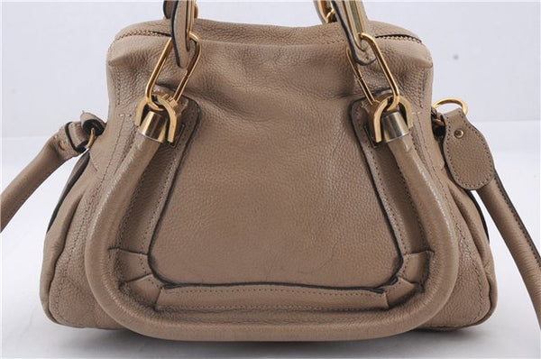 Authentic Chloe Paraty 2Way Shoulder Hand Bag Leather Beige 3755D