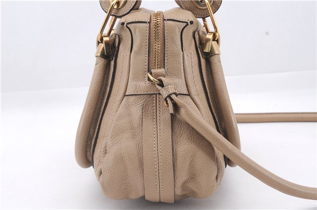 Authentic Chloe Paraty 2Way Shoulder Hand Bag Leather Beige 3755D