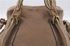 Authentic Chloe Paraty 2Way Shoulder Hand Bag Leather Beige 3755D