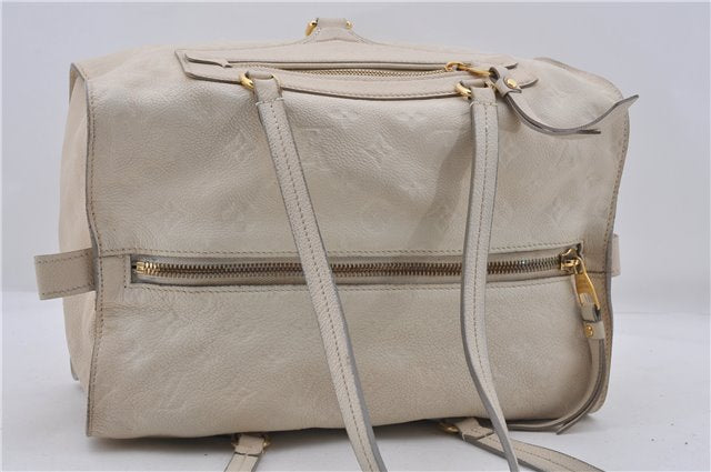 Auth Louis Vuitton Monogram Empreinte Anspire Shoulder Hand Bag Ivory LV 3765D