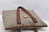 Authentic GUCCI Web Sherry Line GG Plus GG PVC Leather Tote Bag Brown 3769I
