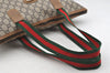 Authentic GUCCI Web Sherry Line GG Plus GG PVC Leather Tote Bag Brown 3769I