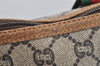 Authentic GUCCI Web Sherry Line GG Plus GG PVC Leather Tote Bag Brown 3769I
