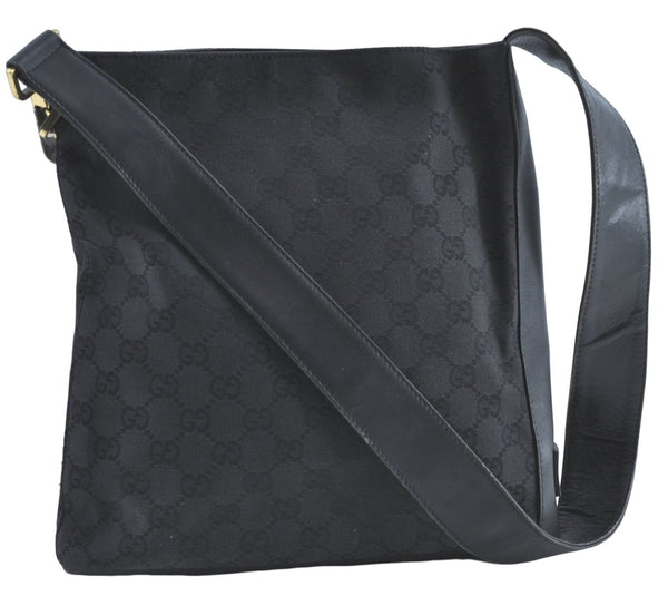 Authentic GUCCI Shoulder Cross Bag Purse GG Canvas Leather 91761 Black 3778C