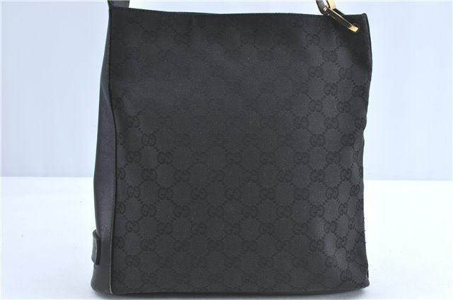 Authentic GUCCI Shoulder Cross Bag Purse GG Canvas Leather 91761 Black 3778C