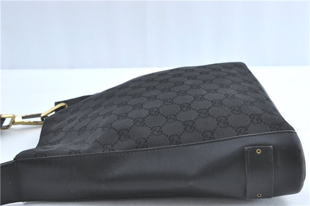 Authentic GUCCI Shoulder Cross Bag Purse GG Canvas Leather 91761 Black 3778C