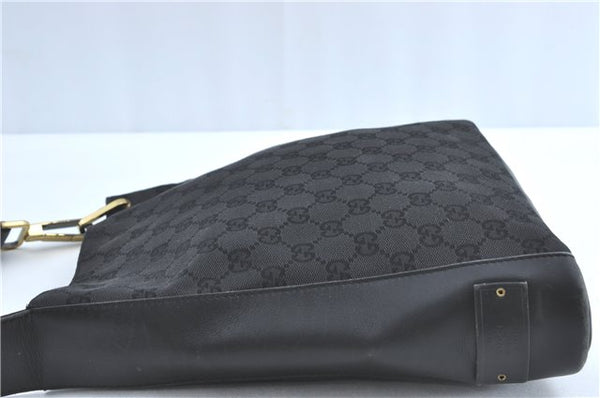 Authentic GUCCI Shoulder Cross Bag Purse GG Canvas Leather 91761 Black 3778C