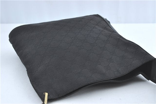 Authentic GUCCI Shoulder Cross Bag Purse GG Canvas Leather 91761 Black 3778C