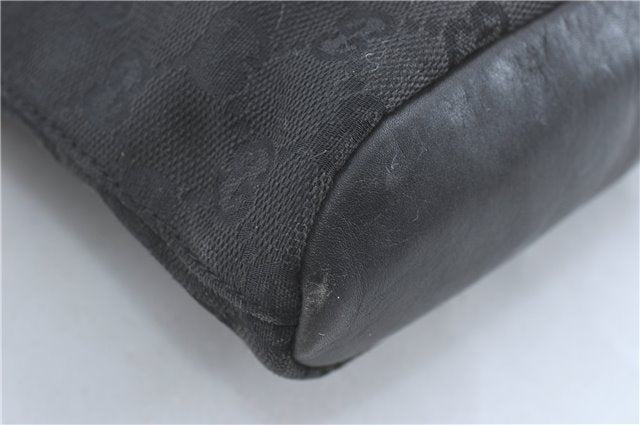 Authentic GUCCI Shoulder Cross Bag Purse GG Canvas Leather 91761 Black 3778C