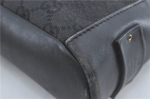 Authentic GUCCI Shoulder Cross Bag Purse GG Canvas Leather 91761 Black 3778C