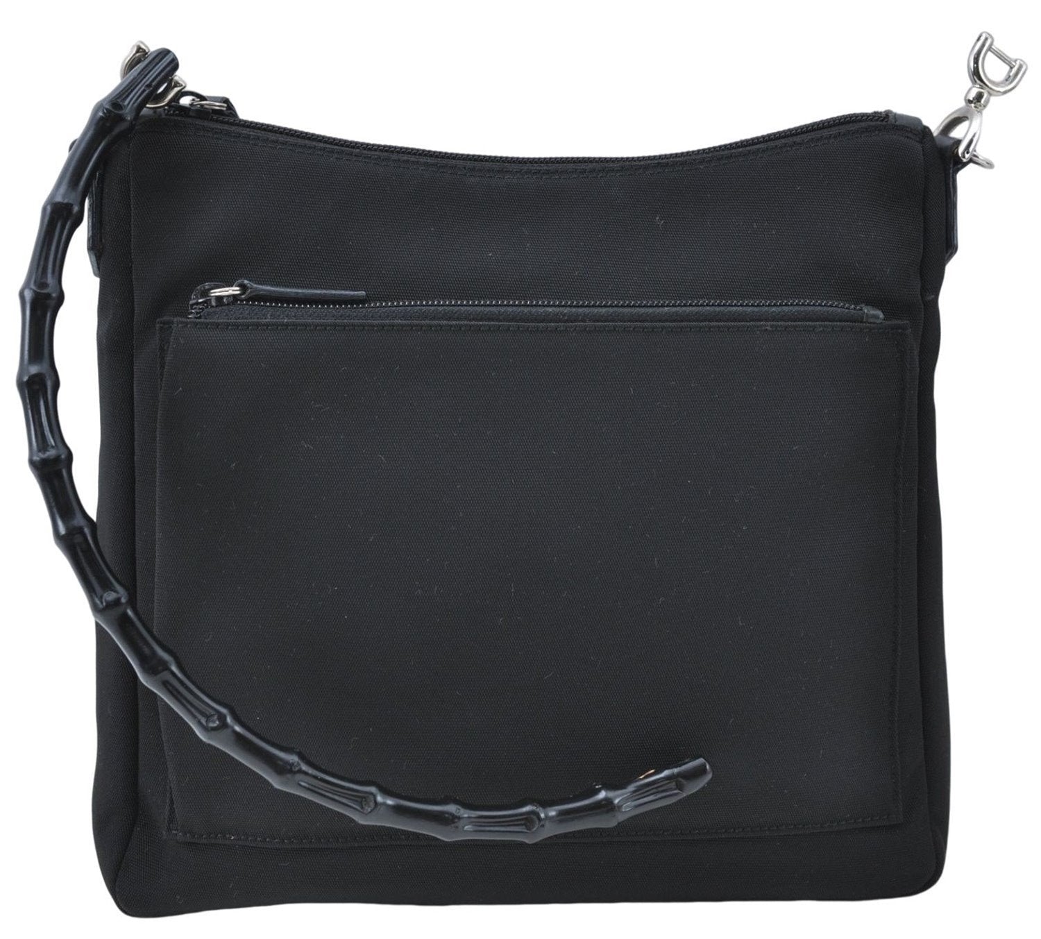 Authentic GUCCI Bamboo Shoulder Hand Bag Nylon Leather 0000509 Black Junk 3782D