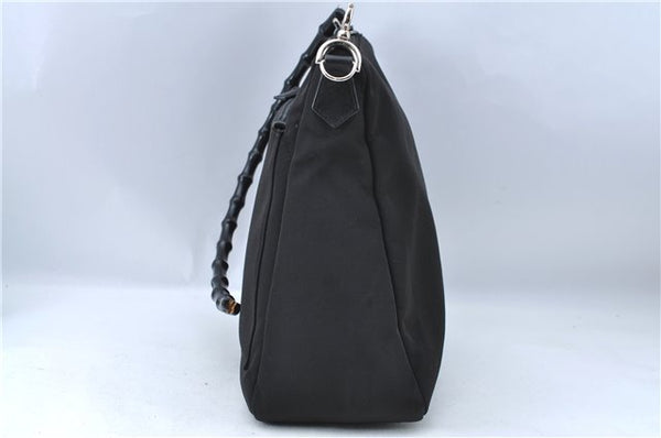 Authentic GUCCI Bamboo Shoulder Hand Bag Nylon Leather 0000509 Black Junk 3782D