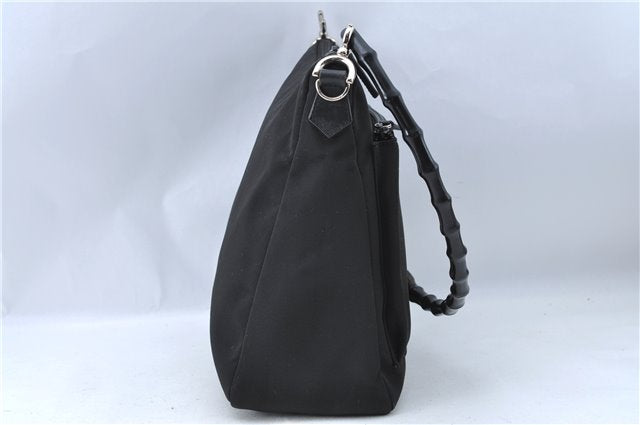 Authentic GUCCI Bamboo Shoulder Hand Bag Nylon Leather 0000509 Black Junk 3782D