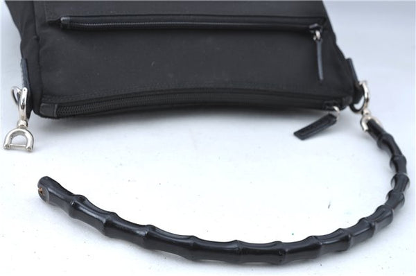 Authentic GUCCI Bamboo Shoulder Hand Bag Nylon Leather 0000509 Black Junk 3782D