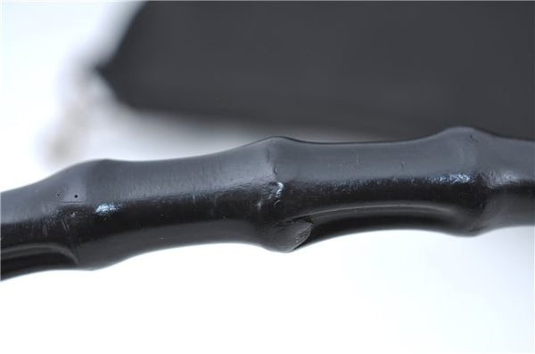 Authentic GUCCI Bamboo Shoulder Hand Bag Nylon Leather 0000509 Black Junk 3782D