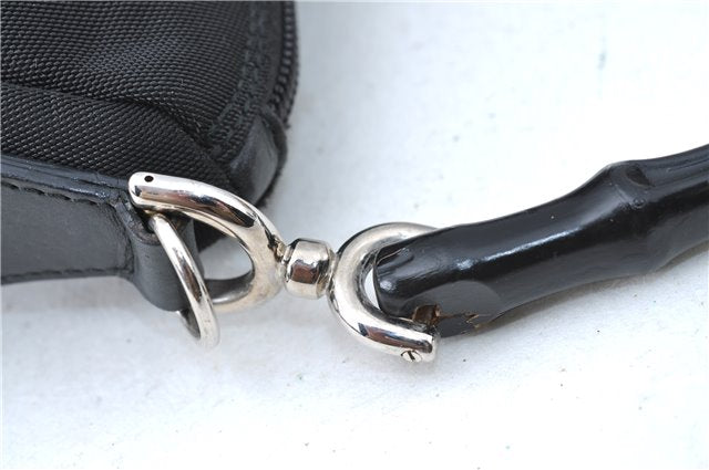 Authentic GUCCI Bamboo Shoulder Hand Bag Nylon Leather 0000509 Black Junk 3782D