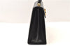 Authentic Ferragamo Gancini Leather 2 Way Shoulder Hand Bag Purse Black 3782F