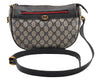 Authentic GUCCI Sherry Line Shoulder Bag GG PVC Leather Navy Blue Junk 3782I