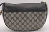 Authentic GUCCI Sherry Line Shoulder Bag GG PVC Leather Navy Blue Junk 3782I