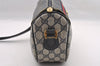 Authentic GUCCI Sherry Line Shoulder Bag GG PVC Leather Navy Blue Junk 3782I