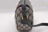 Authentic GUCCI Sherry Line Shoulder Bag GG PVC Leather Navy Blue Junk 3782I