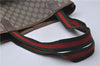 Authentic GUCCI Web Sherry Line Shoulder Tote Bag GG PVC Leather Brown 3787D